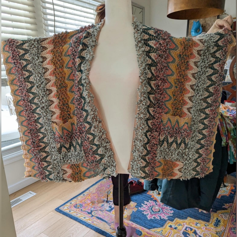 NWT Anthropologie Colorful Knit Open Cape-Cardigan